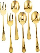 COSMEVIVI Stainless Steel Serving Utensils Pc Set Forks Spoons Slotted Spoons for Efficient Catering