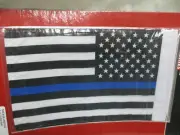 THIN BLUE LINE POLICE AMERACAN FLAG Double SIDED Flag Can-Am HARLEY HONDA 6" X 9