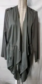 Carolina Belle Montreal Jacket Waterfall Open Front Cardigan, Green, women’s 2XL