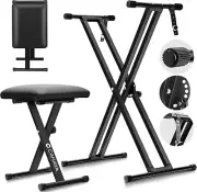 Keyboard Stand and Bench Set: Heavy Duty Double-X Keyboard Stand 7-Lelel Adjusta