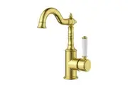 Clasico Basin Mixer Ceramic Handle in Brushed Gold