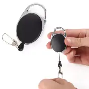 1Pc Black Retractable Pull Key Ring ID Badge Lanyard Name Tag Card HoldUU