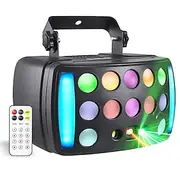 Party Lights Indoor DJ Stage Disco Light 4 in 1 with RGBW Derby Beam Red Green Pattern Light Led Strobe and Dynamic Marquee Remote DMX Control Great for Disco