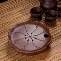 在飛比找ETMall東森購物網優惠-陶瓷簡約圓形紫砂荷葉壺承茶盤