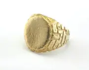 Signet Ring Textured Adjustable Ring Blank - Raw Brass 17mm 7US inner size 2655