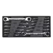 Tool Tray with Flare Nut & Ratchet Anneau Spanner Set 12pc TBT13 Sealey New