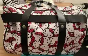 Hello Kitty All Over Print Rolling Duffle Bag Shoulder Bag Size 12x9x18 Carry On