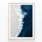 Ocean Wave Canvas Wall Art Navy Blue Ocean Pictures Beach Scene Painting Mode...