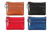 Women's Genuine Leather Coin Purse Mini Pouch Change Wallet with Key Ring