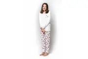 Girls Sizes 8-14 White Love Pink Dandelion Pyjamas Long Set PJS