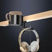 Table Cup Holder Holders Headphone Stand Storage Rack 2 In 1 Desk Mount 2-IN-1 Function Office Rotatable Hanger Gaming black