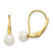 14k Yellow Gold 4.5mm FW Cultured Pearl Kids Earrings Madi K Childrens Jewelry