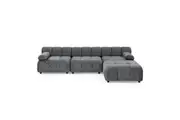 Foret 4 Seater Sofa Modular Ottoman Tufted Velvet Lounge Couch Chaise Dark Grey