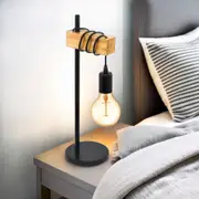 Townshend Scandi Table Lamp in Black and Timber