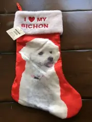 Holiday Time I ❤️ My Bichon 18” Christmas Stocking Adorable