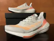 Adidas Ultraboost 21 Crystal White Acid Orange Shoes Women's Size 6.5 FY0400 NEW