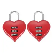 2 Pack Combination Locks Heart Shape Password Padlock Love Locker Lock Red