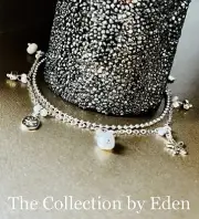 Style & Co Anklet- Silver & White Beaded Multi-Chain w/ Hammered Star Charms