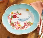 Anthropologie Lou Rota Narwhal Plate Mother Nature Dessert Salad 9.5" Brand New