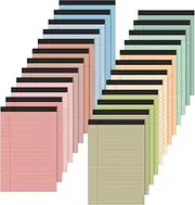Lincia 24 Pcs 5" x 8" Colored Note Pads Mini Legal Pads Ruled 50 Sheets Per Micro Writing Pads Perforated and Lined for College Office Supplies (Earthy Colors)