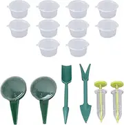 Seed Dispenser, 16 Pack Adjustable Seed Sower, Sowing Seed Dispenser Hand Tool Set, Plant Dibber with Measurements, Portable Small Storage Box, Ideal for Planting Enthusiasts