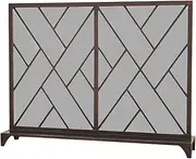 Fireplace Screen Panel Rustic Worn Finish Mesh Fireplace Screen Fire Place Doors Wrought Iron Fire Place Gate Screens Indoor Flat Guard Home Decor，39.4"×30.7"×7.9" Fire Safety (Color : Red Copper)