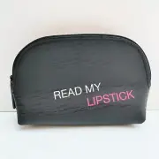 MAC "Read My Lipstick" Black Makeup Cosmetics Bag, Travel Toiletry Pouch, NEW