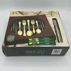 Prescott Forge Gold Collection Stainless Flatware Silverware 45 Piece Serves 8