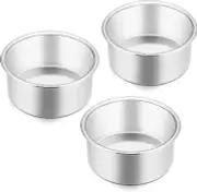 E-Far 4 Inch Small Cake Pan Set of 3, Stainless Steel Mini round Smash Cake Baki