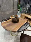 Round Epoxy Dining Table, Round Epoxy Coffee Table, Black Epoxy Walnut Table