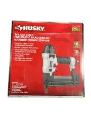 Husky Pneumatic Mini Flooring Nailer and Stapler 18-Gauge 4-in-1 Lightweight