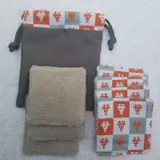 UT University of Texas Reusable Makeup Remover Wipes & Drawstring Bag Handmade