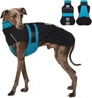 MORVIGIVE Whippet Dog Coat - Lake Blue, Small - Small Dog Winter Coat with Adjustable Bands, Dog Snow Coat for Greyhounds, Water Resistant Dog Jacket with Harness Hole