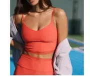 Beyond Yoga Spacedye Allure Lace Trim Tank Top Size XS Coral Athleisure NWT