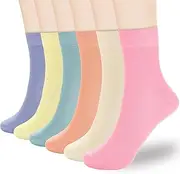 [Corlap] Women Thin Cotton Socks, Soft Cotton Crew Bootie Socks Women Above Ankle High Socks-6 Pairs Present Box Packing