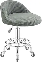 Curved Back Bar Stool Covers 2/4 PCS Stretch Low Back Chair Protectors Modern Solid Color Pub Counter Round Bar Stool Slipcovers for Kitchen Dining Room Cafe(Light Gray,2PCS)