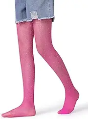 [Henwarry] Women's Glitter Rhinestone Fishnet Stockings Sparkly Mesh High Waisted Tights Halloween Party Pantyhose