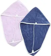 NOLITOY 2pcs Microfiber Hair Drying Towels Fast Drying Absorbent Hair Wrap for Women Sleep Travel Accessories