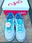 RYKA DEVO PLUS Gray & Aqua Fabric Lace-Up Mesh Sneaker Re-Zorb NEW Size 8W