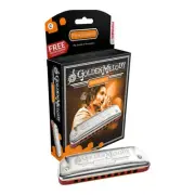 Hohner Golden Melody Harmonica 10 Holes Key B Dark Red German Made w/ Case