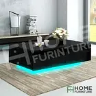 Black Coffee Table Storage RGB LED 4 Drawers Side Table Living Room Furniture