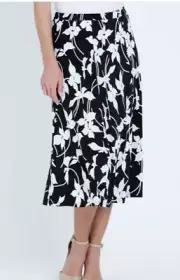 NONI B - BLACK WHITE MIDI PUFF PRINT SKIRT-NWT RRP $89(SIZE 14-16) stunning