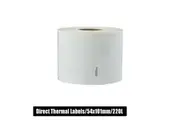 54mm x 101mm Direct Thermal Permanent Label, 220 Labels Per Roll, 25mm Core