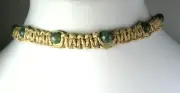 Handmade Flat Hemp Choker Necklace with Moss Agate Stone Beads
