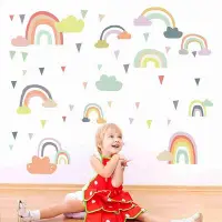 在飛比找Yahoo!奇摩拍賣優惠-爆款彩虹云朵雨點墻貼兒童房幼兒園裝飾自粘壁畫壁飾涂鴉貼紙