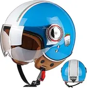 Retro Motorcycle Half Helmet, Jet Helmet 3/4 Open Face Helmet Cruiser Chopper Scooter Safety Anti-Collision Motorbike Helmet Moped Helmet ECE Certification