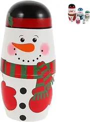 Toddmomy Russian Nesting Dolls Snowman for Christmas Decor Handmade Luck Present Interactive Play Skill Development Winter Holiday Present