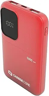 Laser 5000mAh Portable Power Bank with LED Display – Compact USB Battery Pack with 3-in-1 Cable (USB-C, Lightning, Micro-USB) – Safe LiFePO4 Travel Charger – Sunset Coral