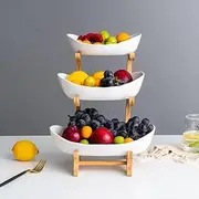 COSMO ABODE 3 Tier Porcelain Fruit Bowl – Elegant Multi-Tier Serving Stand for Fruit, Snacks, Desserts – Perfect for Kitchen, Dining Room, or Party Display – Durable & Space-Saving Design