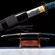 1095 Carbon Steel Handmade Japanese Katana Black Samurai Sword Full Tang Sharp.
